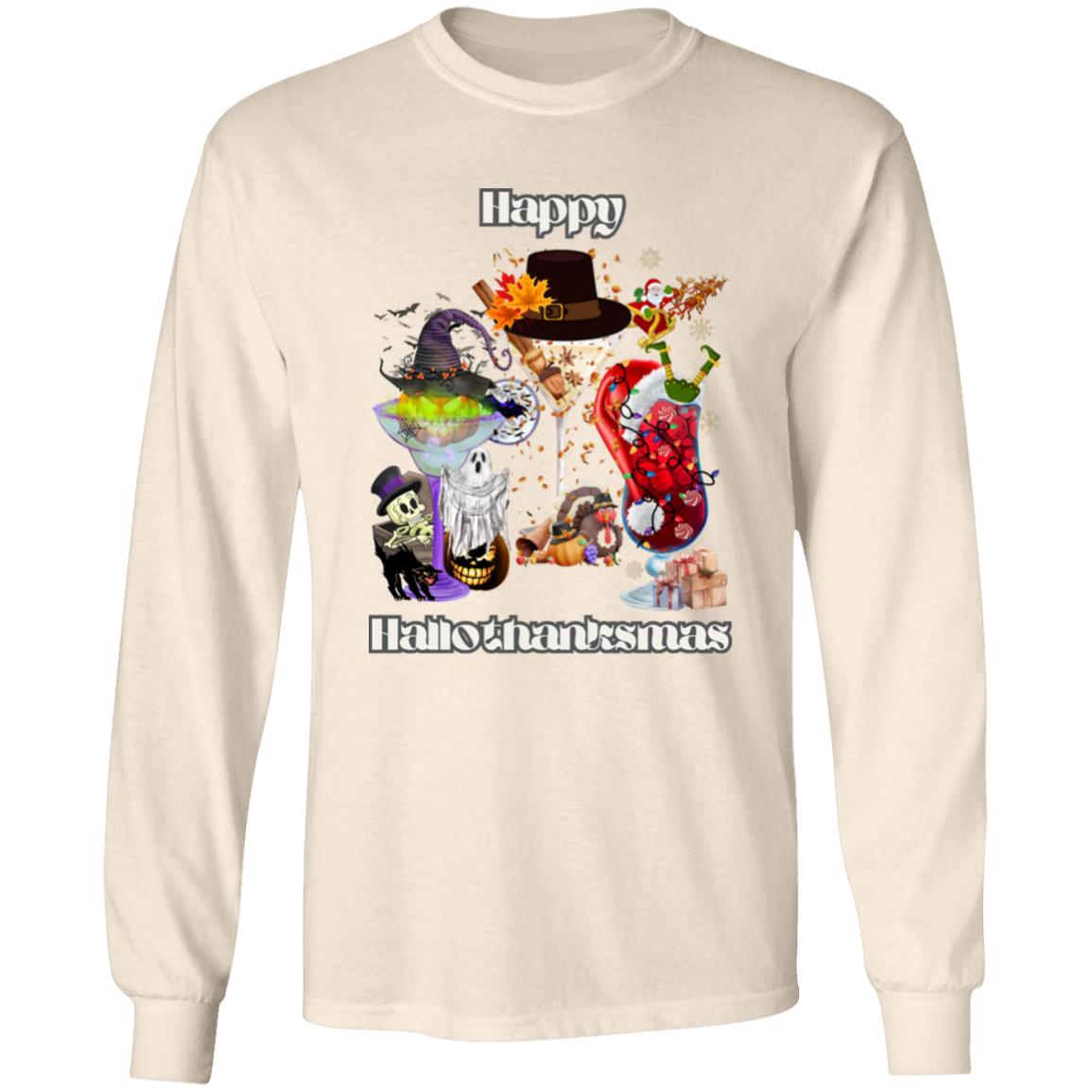 Happy Hallothanksmas Cocktails| Long Sleeve T-Shirt