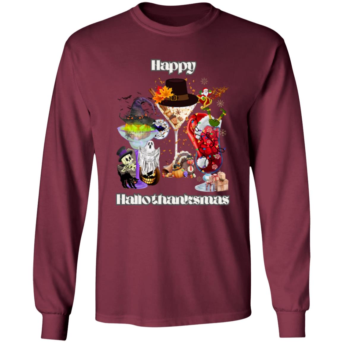 Happy Hallothanksmas Cocktails| Long Sleeve T-Shirt