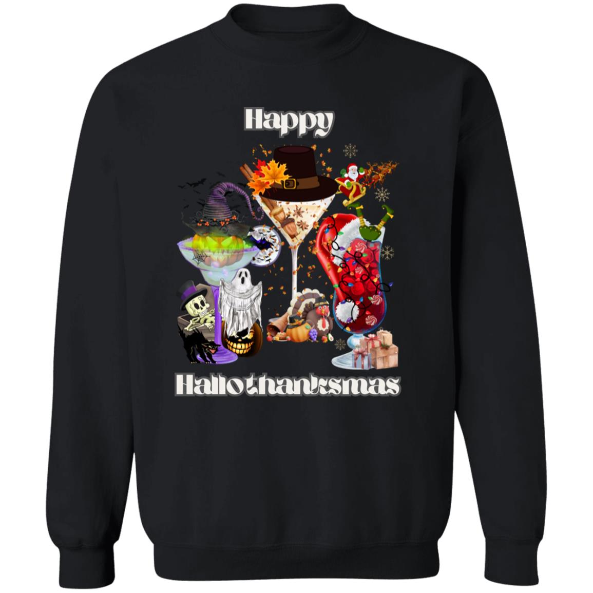 Happy Hallothanksmas Cocktails| Pullover Sweatshirt