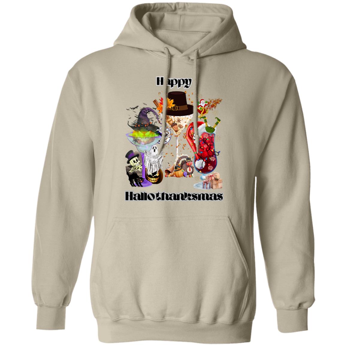 Happy Hallothanksmas Cocktails Dk Print| Hoodie Sweatshirt