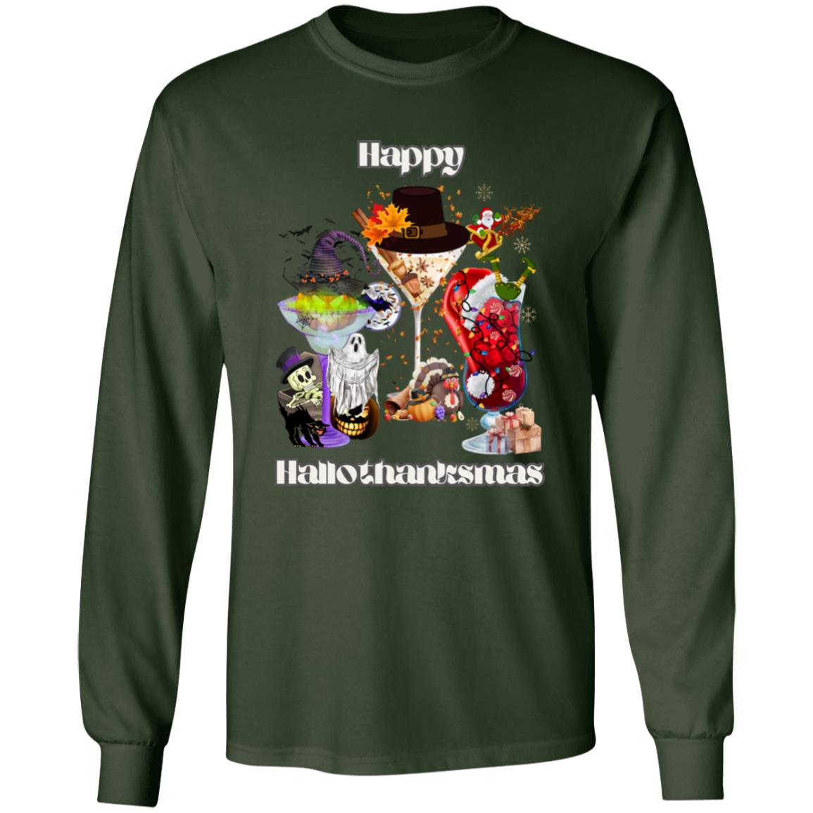Happy Hallothanksmas Cocktails| Long Sleeve T-Shirt