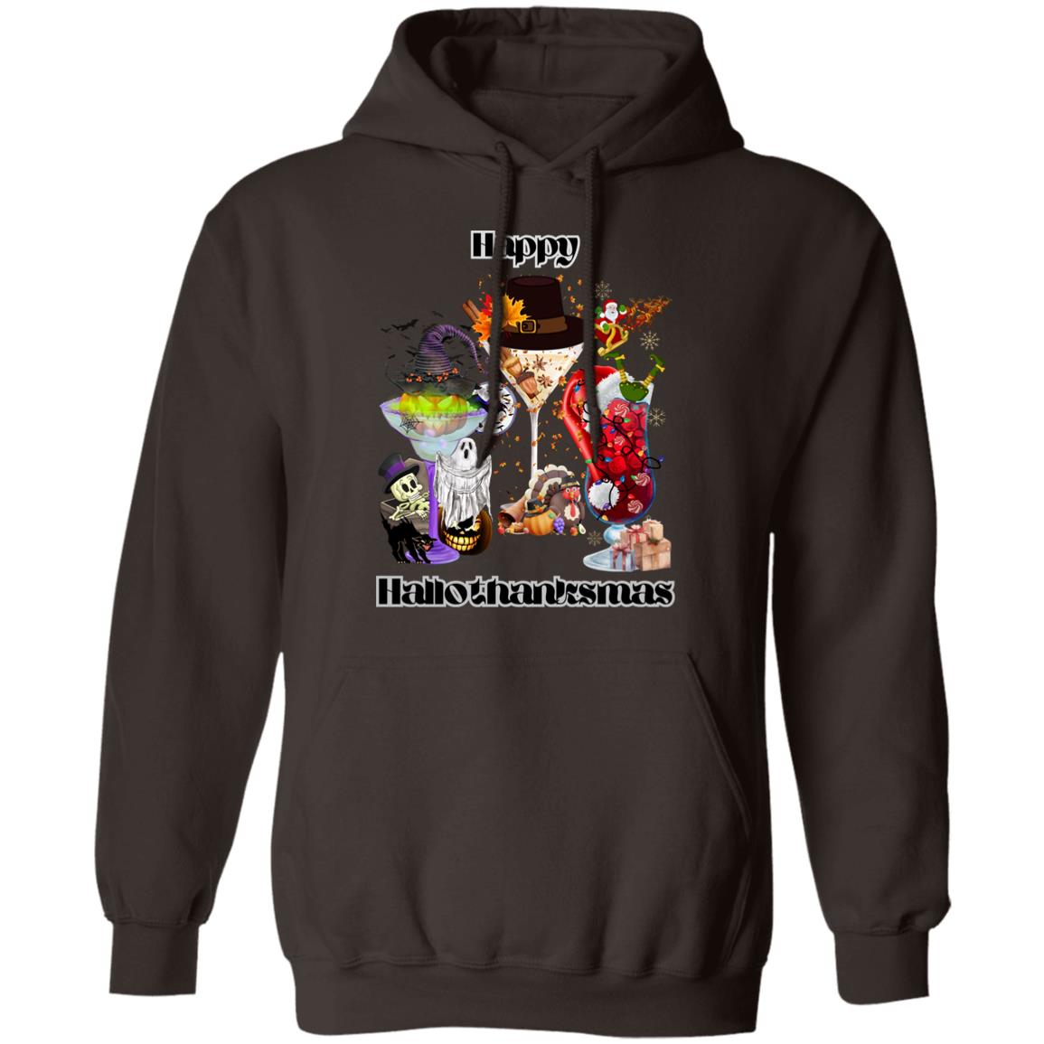 Happy Hallothanksmas Cocktails Dk Print| Hoodie Sweatshirt
