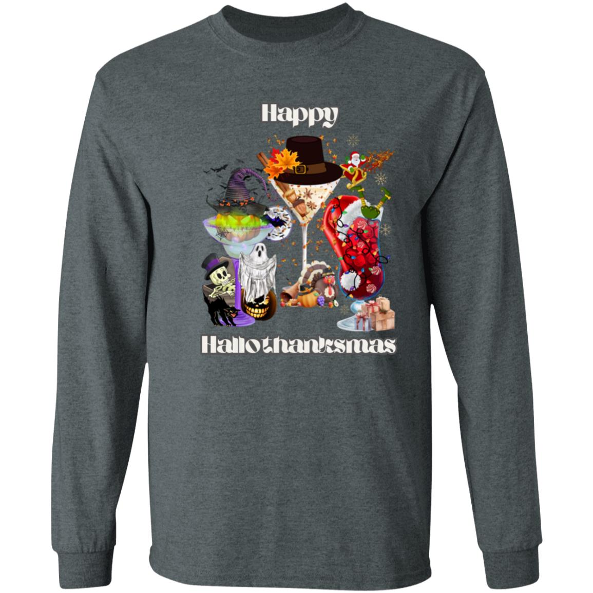 Happy Hallothanksmas Cocktails| Long Sleeve T-Shirt