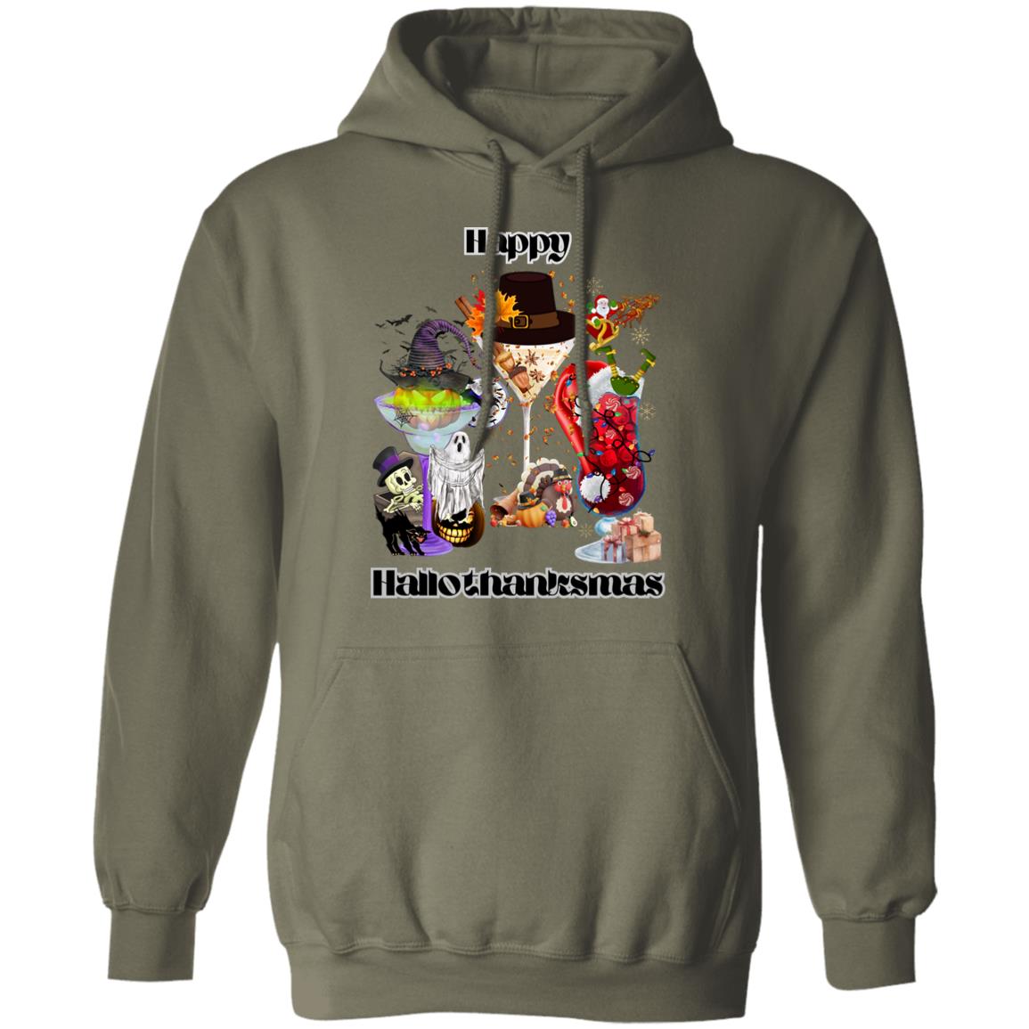Happy Hallothanksmas Cocktails Dk Print| Hoodie Sweatshirt