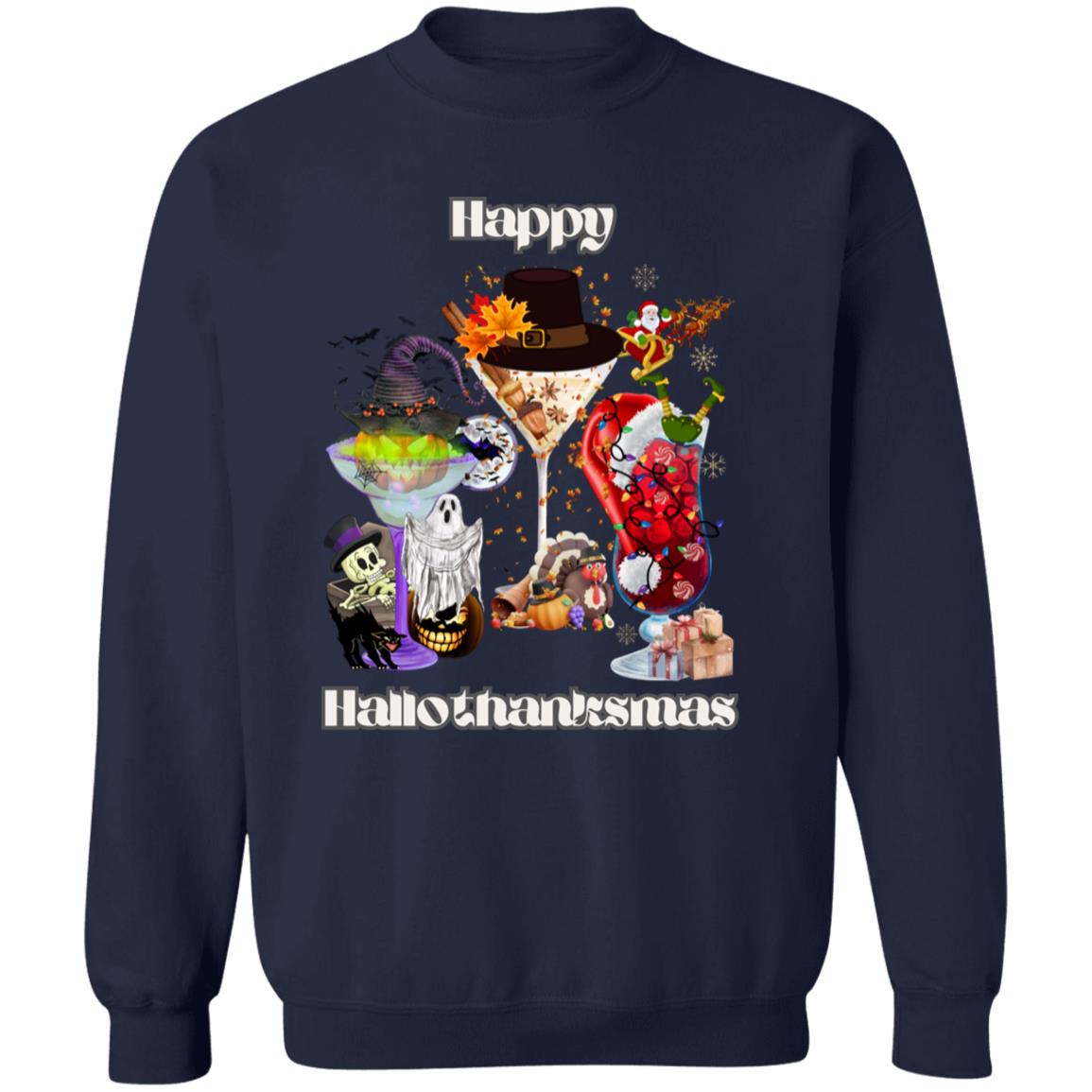 Happy Hallothanksmas Cocktails| Pullover Sweatshirt