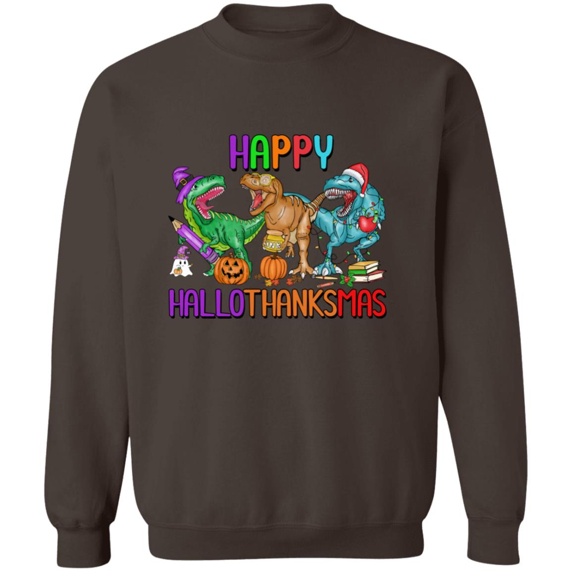 T-Rex Happy Hallothanksmas|Pullover Sweatshirt
