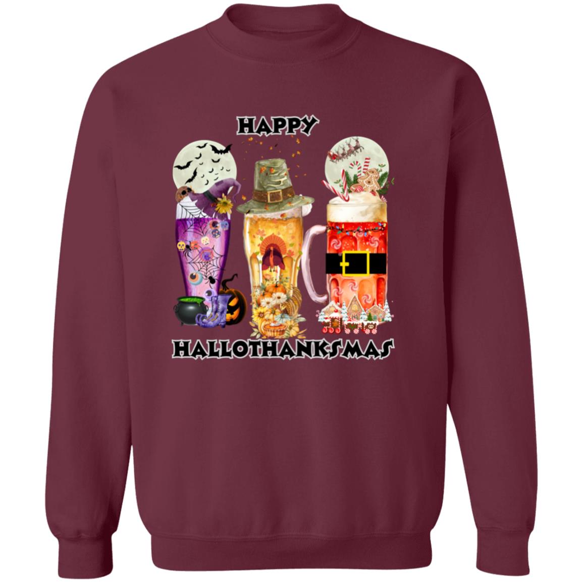 Happy Hallothanksmas Beer Pullover Sweatshirt