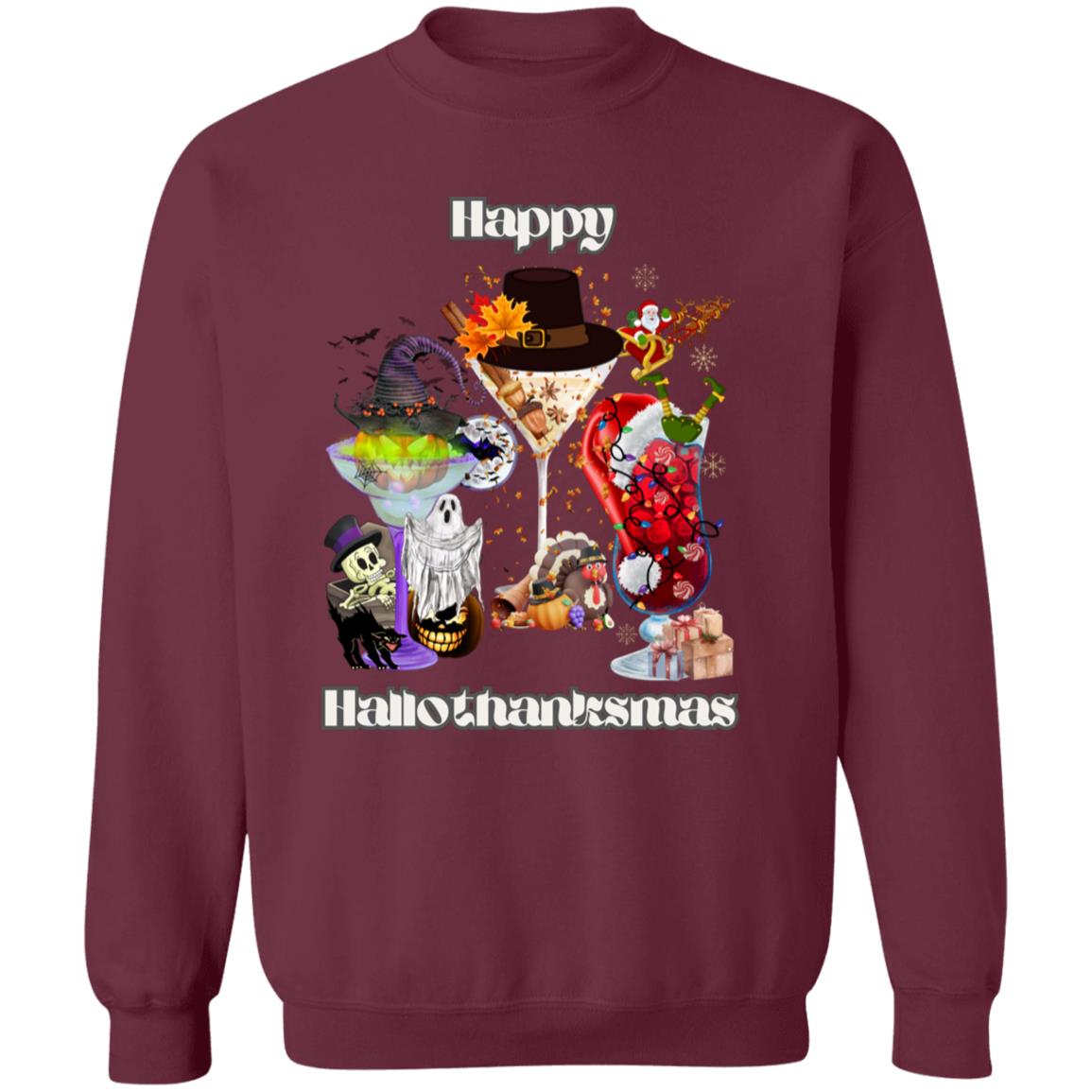Happy Hallothanksmas Cocktails| Pullover Sweatshirt