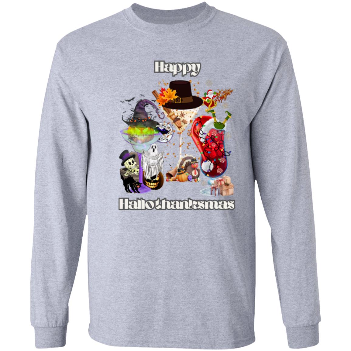 Happy Hallothanksmas Cocktails| Long Sleeve T-Shirt