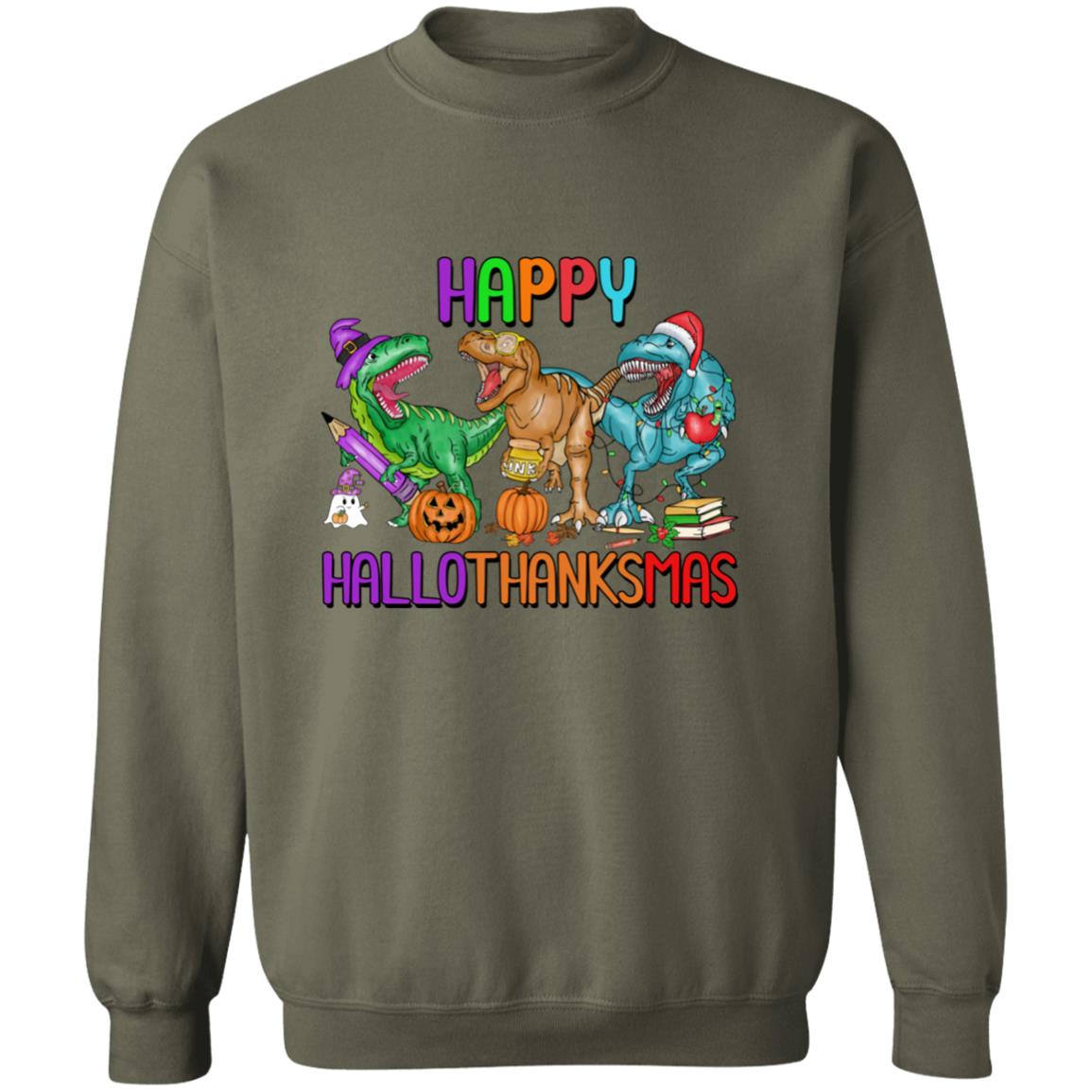 T-Rex Happy Hallothanksmas|Pullover Sweatshirt