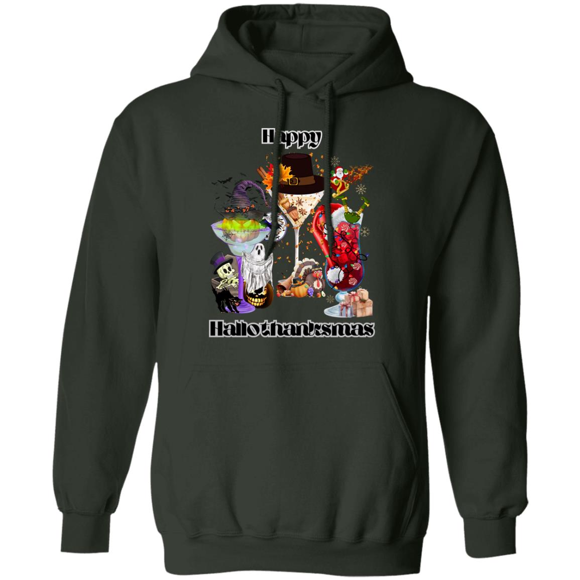 Happy Hallothanksmas Cocktails Dk Print| Hoodie Sweatshirt