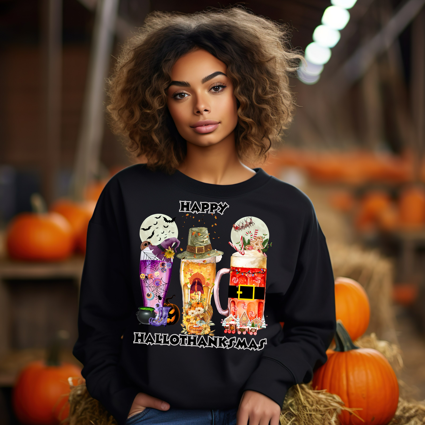 Happy Hallothanksmas Beer Pullover Sweatshirt