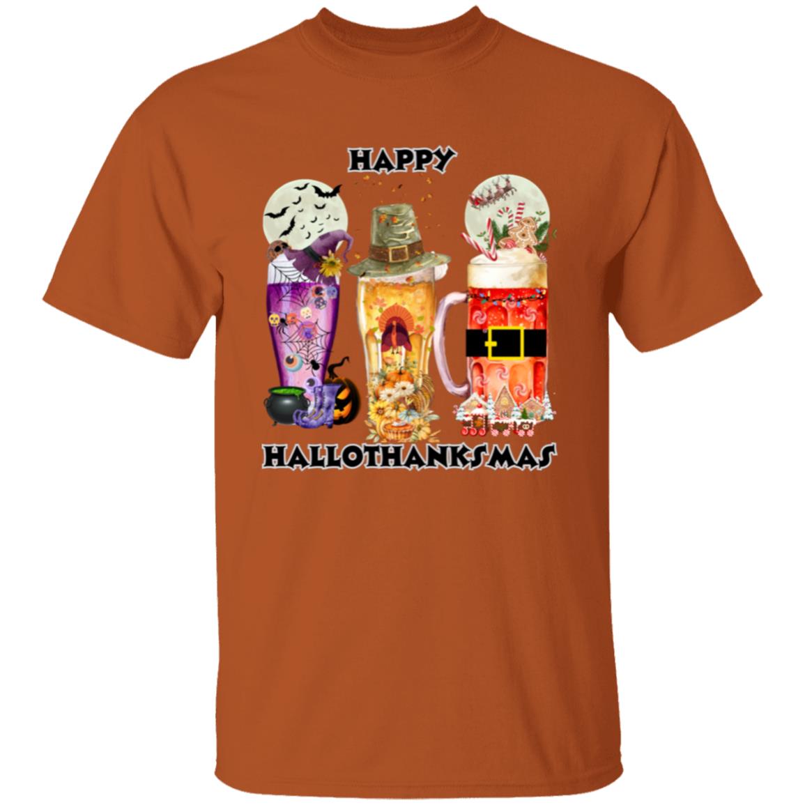 Happy Hallothanksmas Beer Short Sleeve T-Shirt