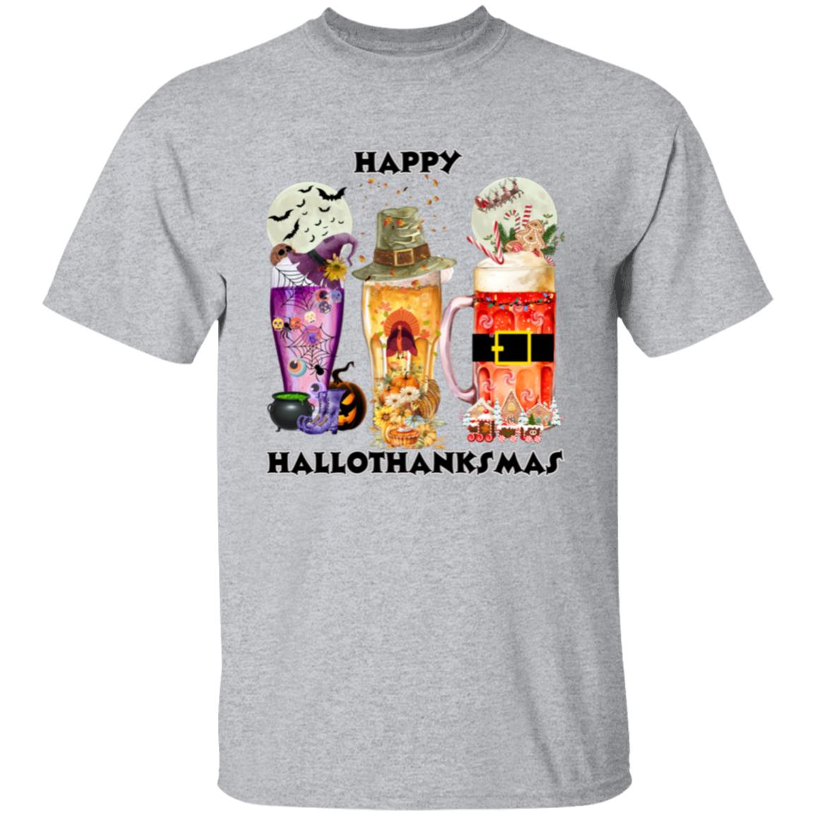 Happy Hallothanksmas Beer Short Sleeve T-Shirt