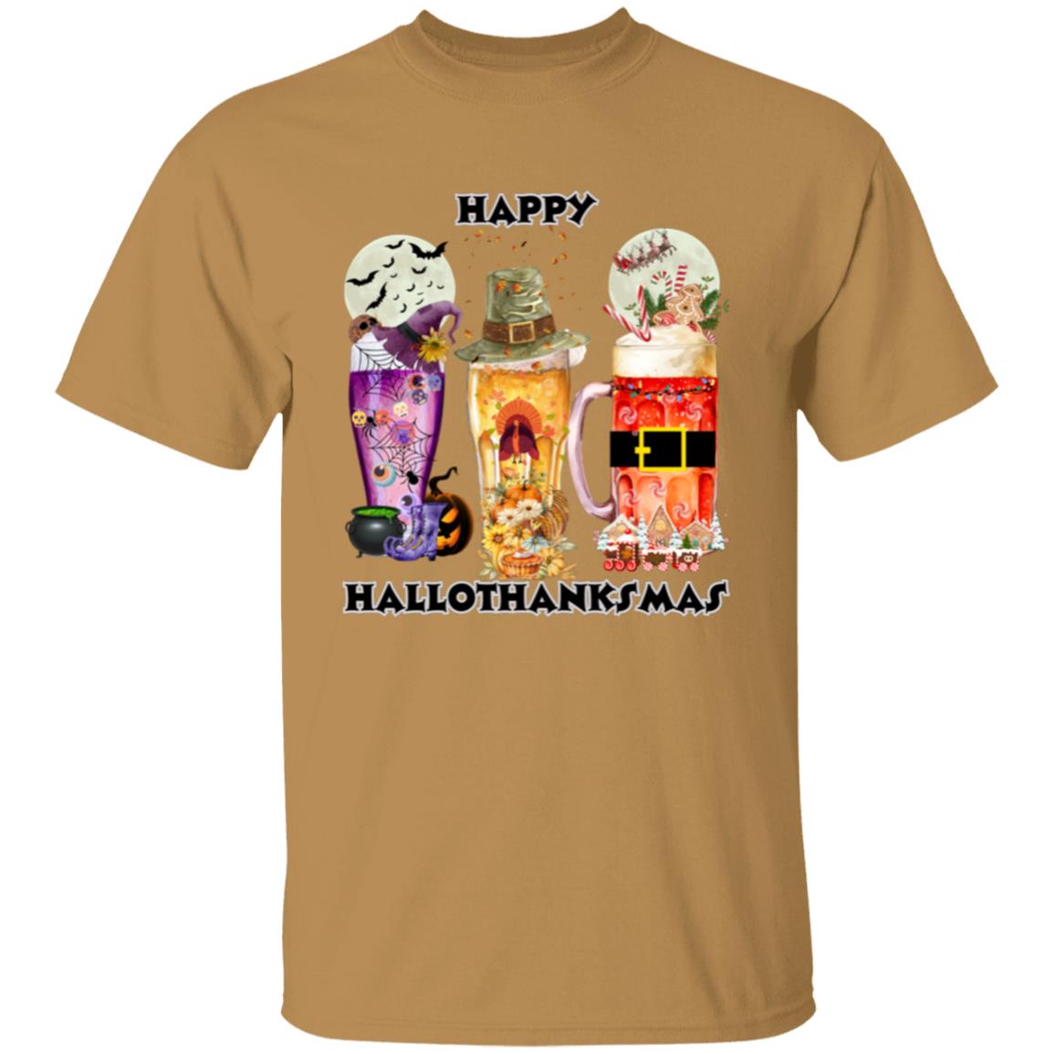 Happy Hallothanksmas Beer Short Sleeve T-Shirt