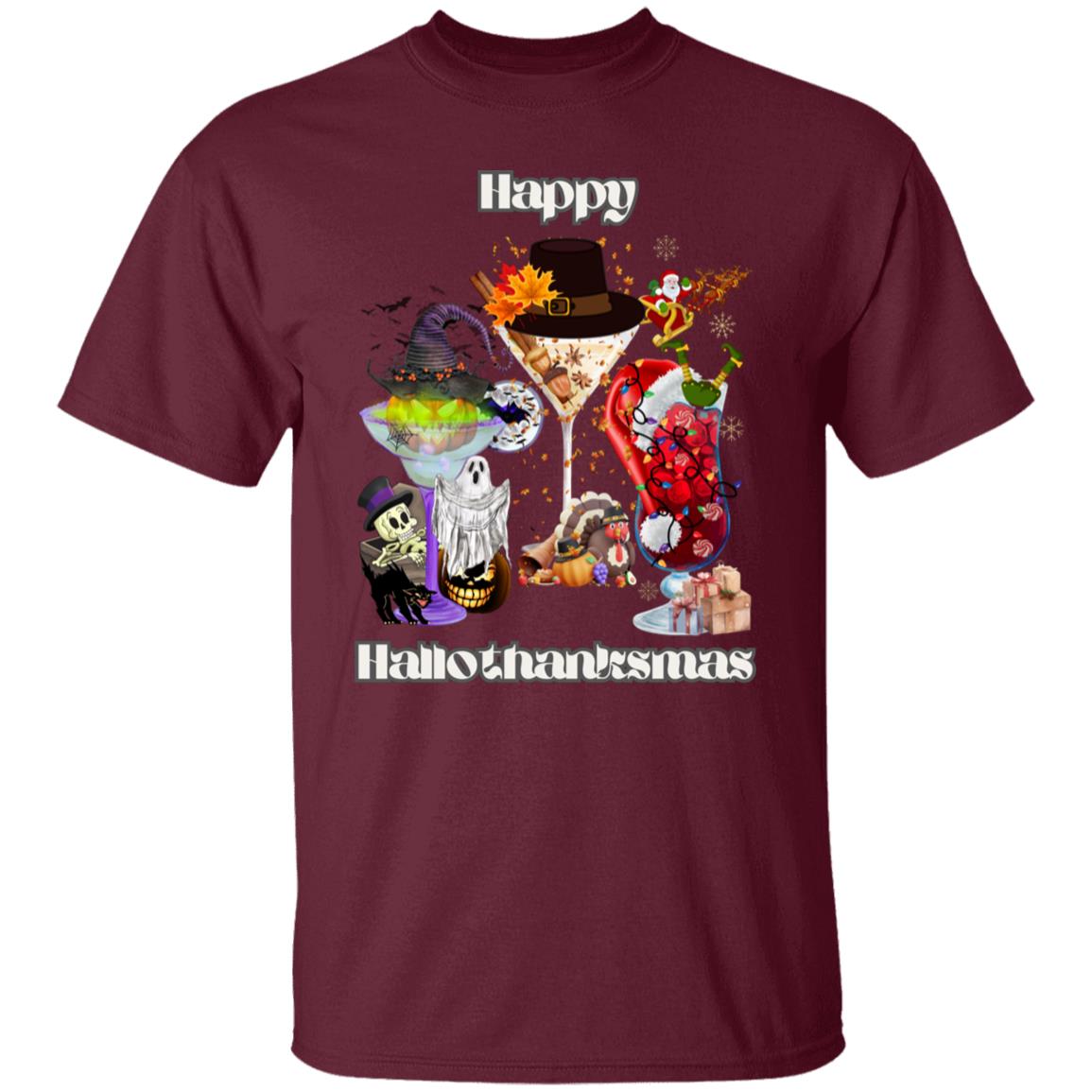 Happy Hallothanksmas Cocktails| Short Sleeve T-Shirt